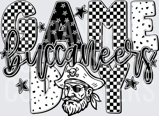 Game Day Buccaneers Pirate Checkered Stars Design (DTF)