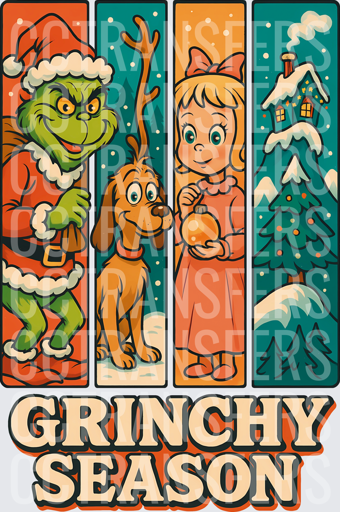 Grinchy Season G-Man Cindy Lou Max Retro Panel (DTF)