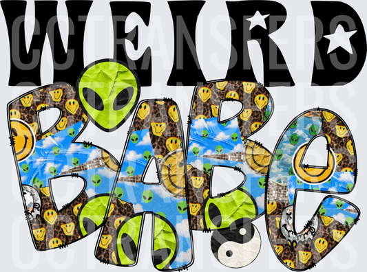 Weird Babe Alien Smiley Face Leopard Yin Yang Collage (DTF)