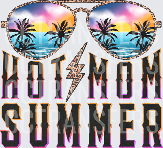 Hot Mom Summer Leopard Aviators Tropical Sunset (DTF)