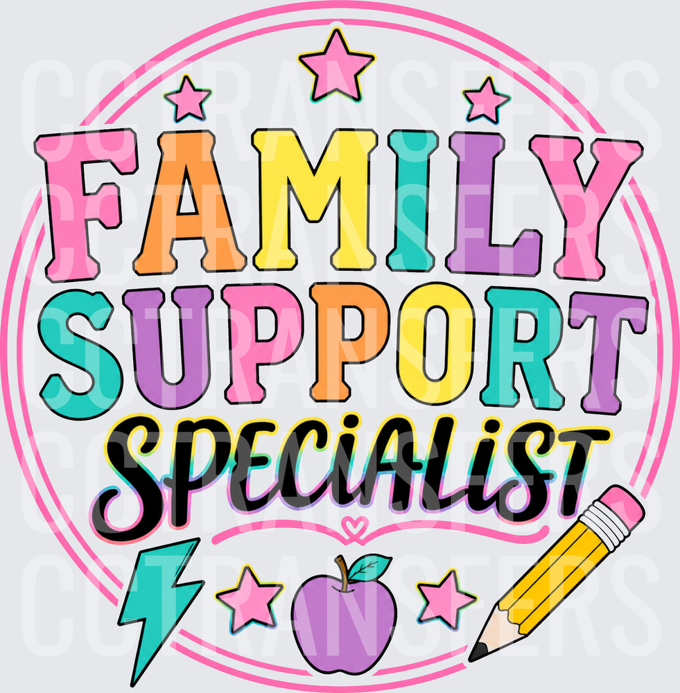 Family Support Specialist Colorful Circle Badge (DTF)