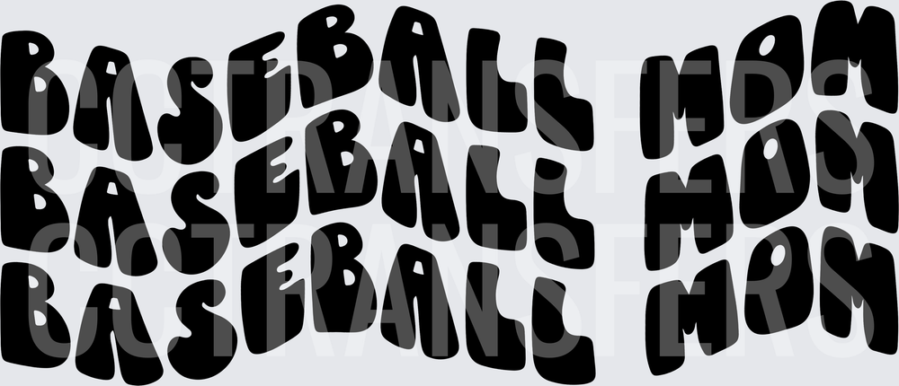Baseball Mom Stacked Retro Bubble Letter Repeat (DTF)