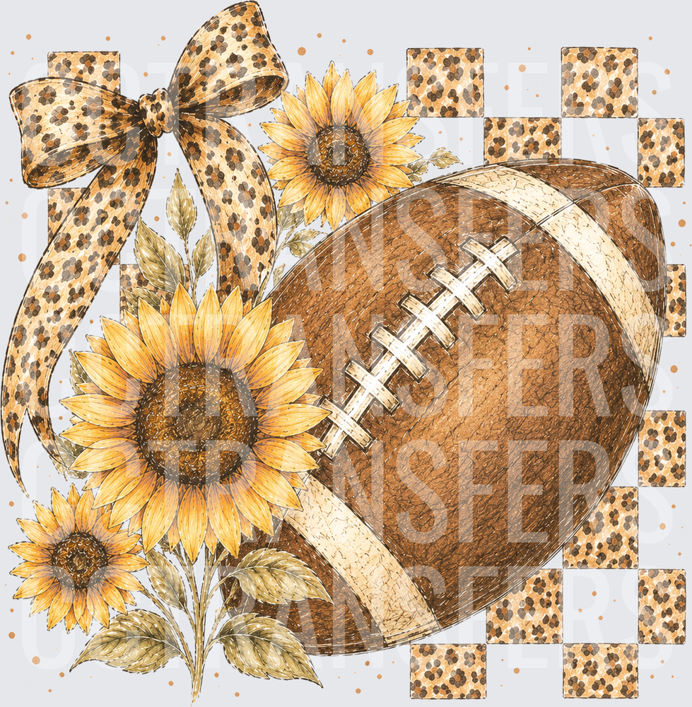 Sunflower Football Leopard Print Bow Checkered (DTF)