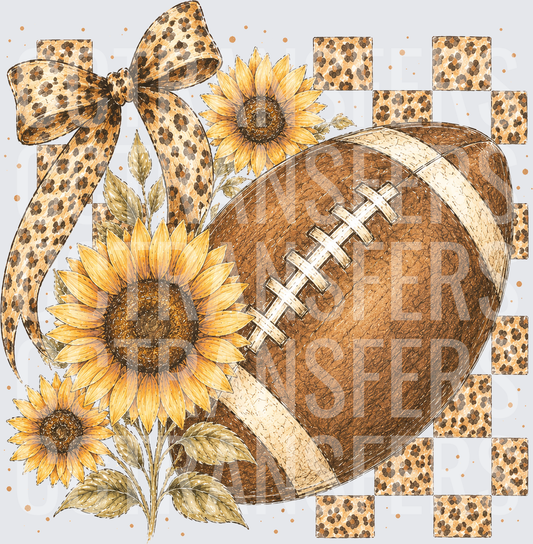 Sunflower Football Leopard Print Bow Checkered (DTF)