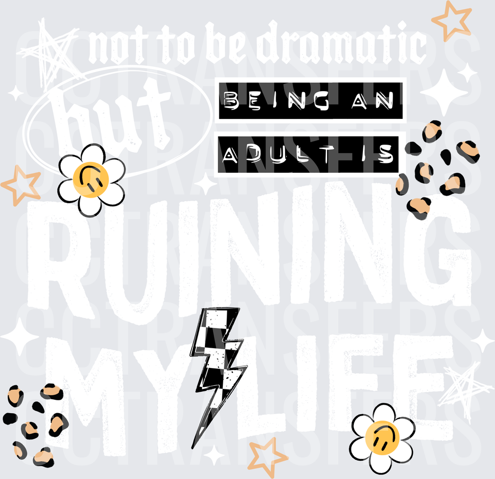 Being An Adult Is Sad Daisy Checkered Lightning Bolt (DTF)