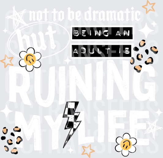 Being An Adult Is Sad Daisy Checkered Lightning Bolt (DTF)