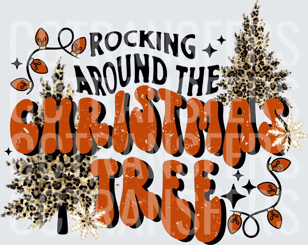 Rocking Around The Christmas Tree Leopard Print Trees (DTF)
