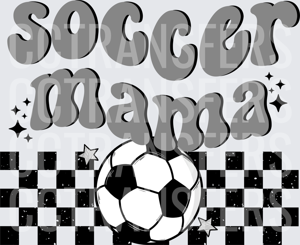 Soccer Mama Retro Groovy Checkered Ball Stars (DTF)