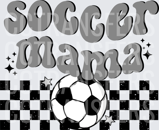 Soccer Mama Retro Groovy Checkered Ball Stars (DTF)