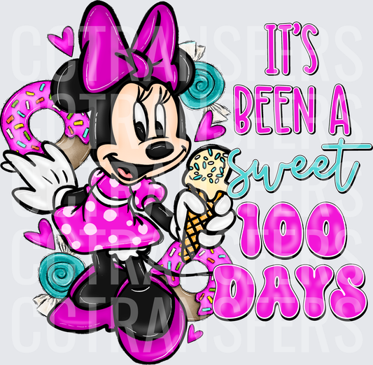 It's Been A Sweet 100 Days Cartoon Mouse Sweets (DTF)