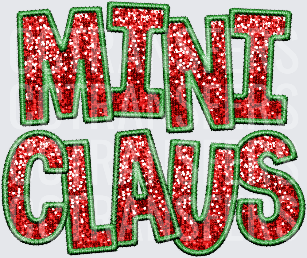 Mini Claus Red Glitter Embroidery Style Patch (DTF)
