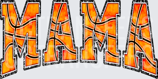 Basketball Texture Glitter MAMA Bold Varsity Letters (DTF)
