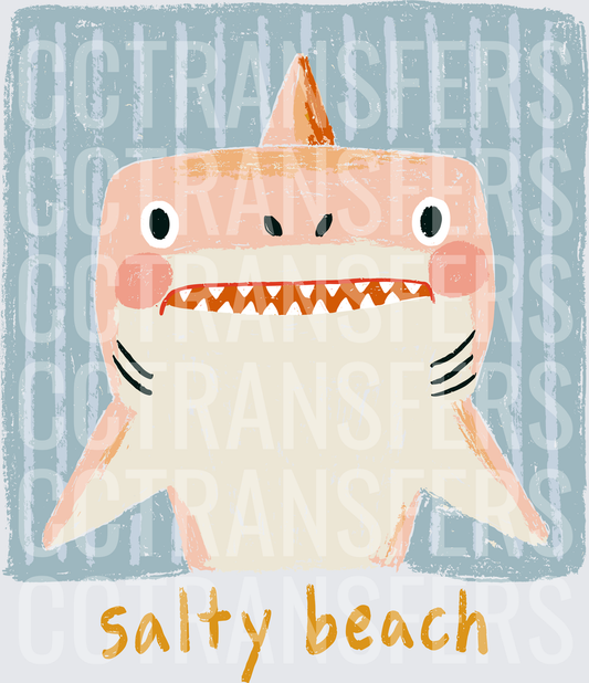 Cute Cartoon Shark Salty Beach (DTF)