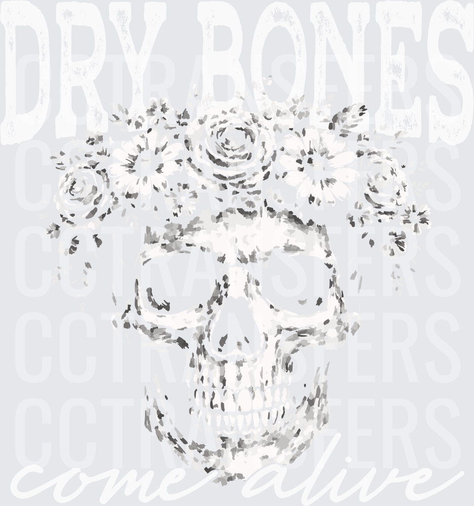 Skull with Floral Crown Watercolor Sketch (DTF)