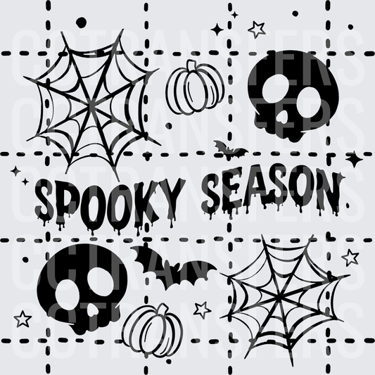 Spooky Season Skulls Bats Webs Pumpkins Halloween (DTF)