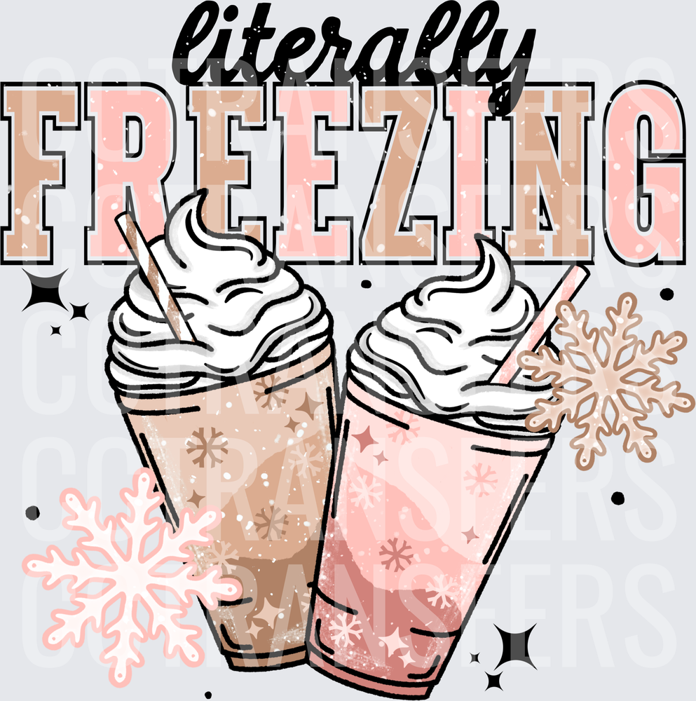 Literally Freezing Winter Frappuccino Drinks Snowflakes (DTF)