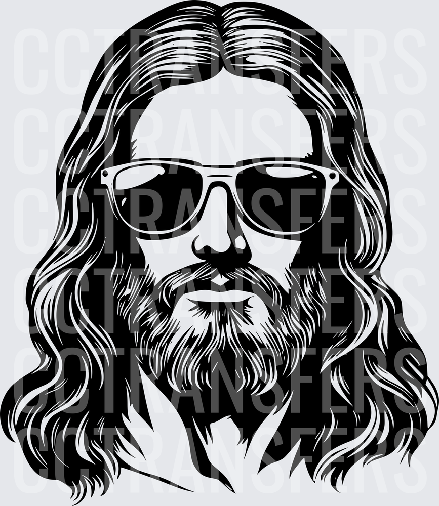 Cool Long-Haired Bearded Man with Sunglasses (DTF)