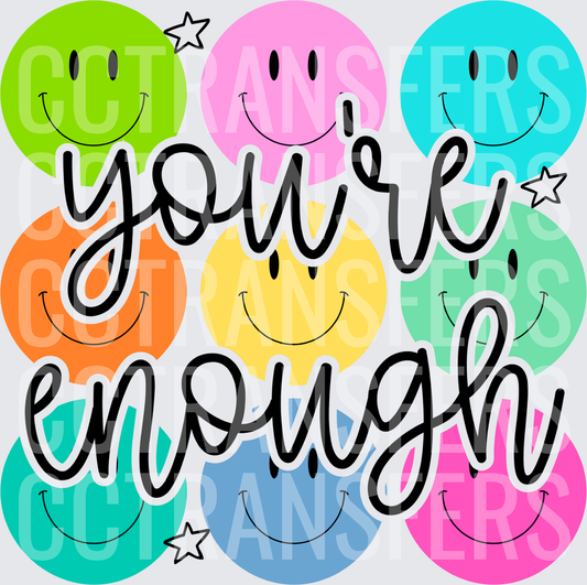 You're Enough Colorful Smiley Faces Stars (DTF)