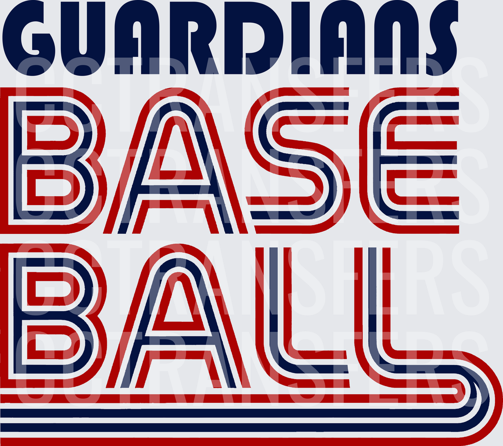 Guardians Baseball Retro Stripe Bold Lettering (DTF)