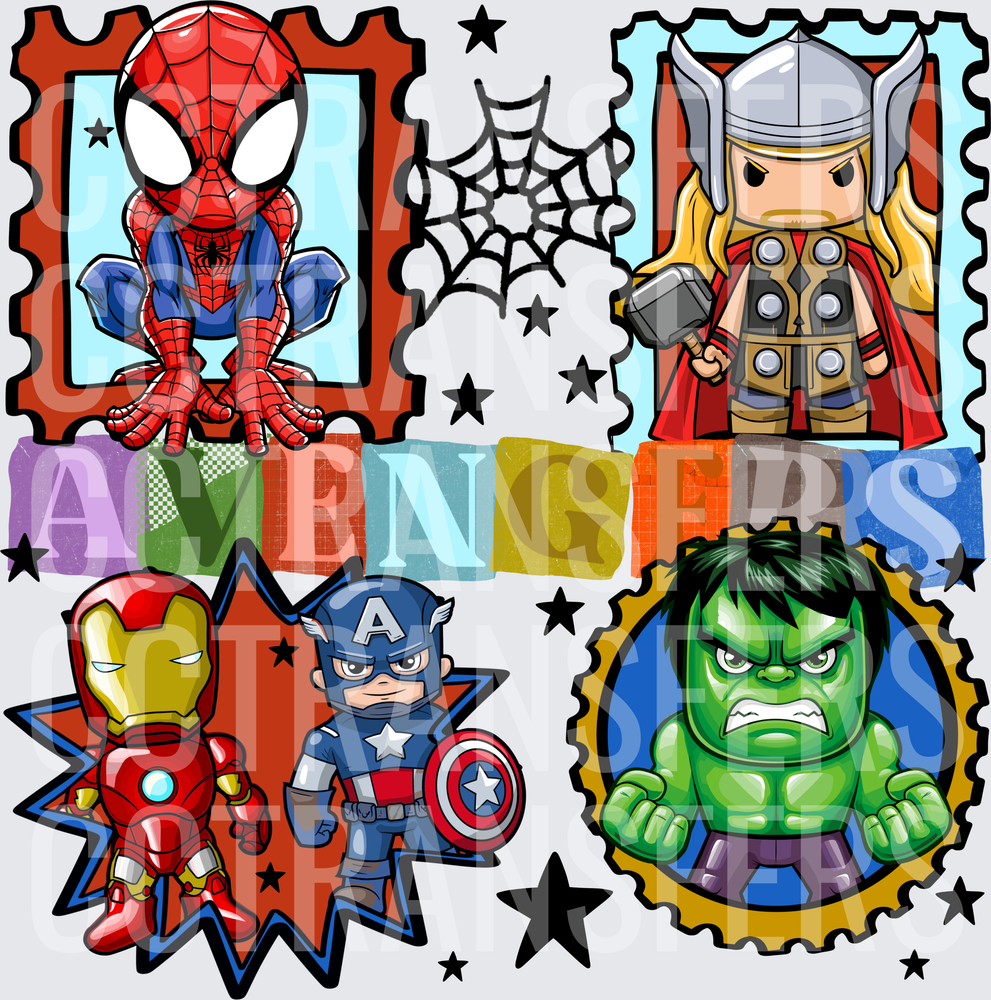 Chibi Superhero Squad Stamp Collection (DTF)