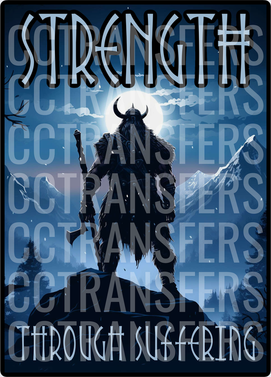 Strength Through Suffering Viking Warrior Moonlit Mountains (DTF)