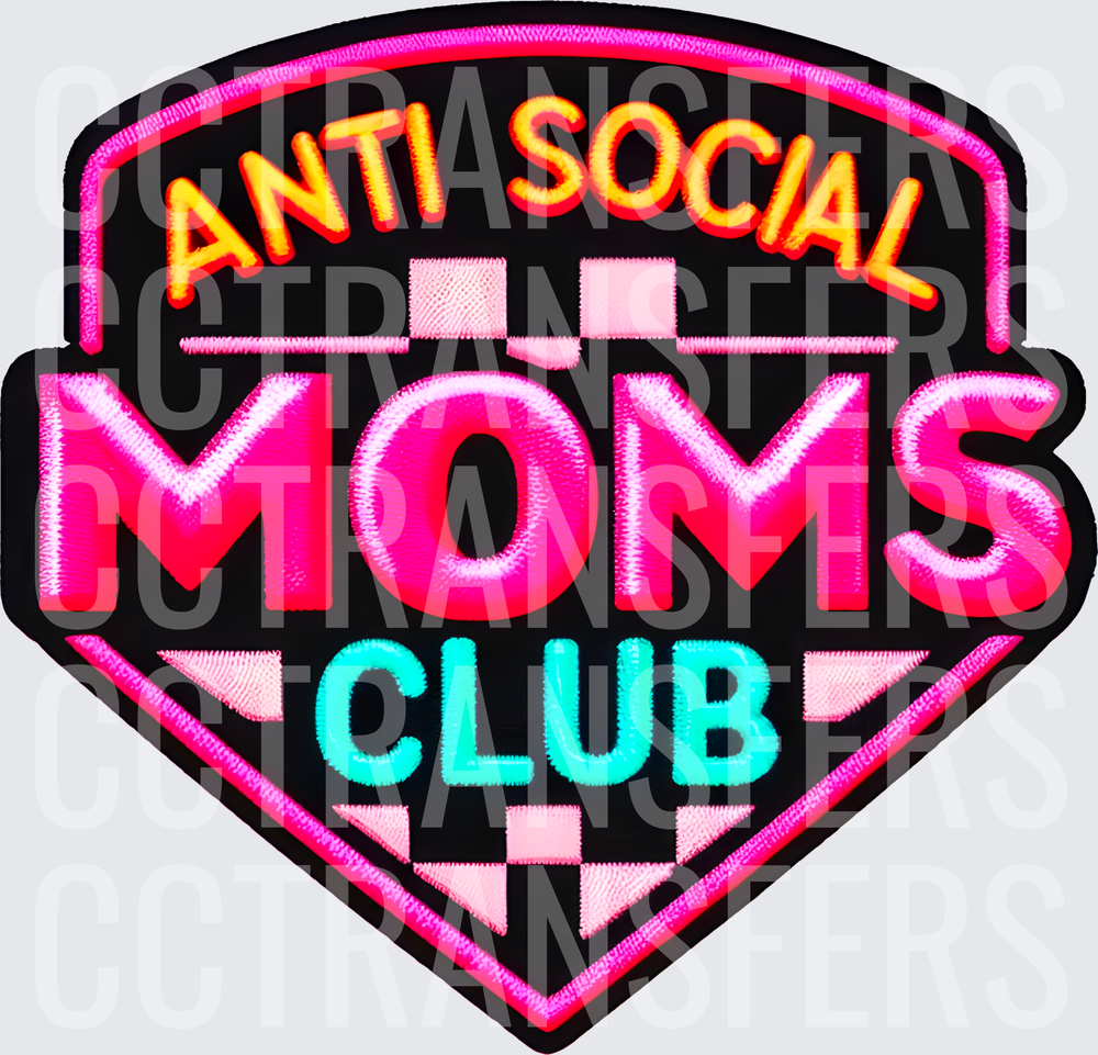 Anti Social Moms Club Neon Badge Shield (DTF)
