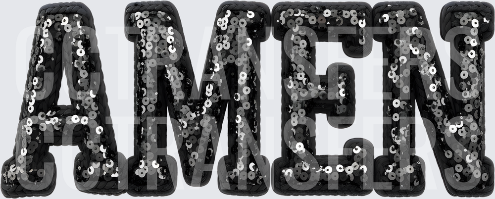 Black Sequin Varsity Letter Word AMEN (DTF)