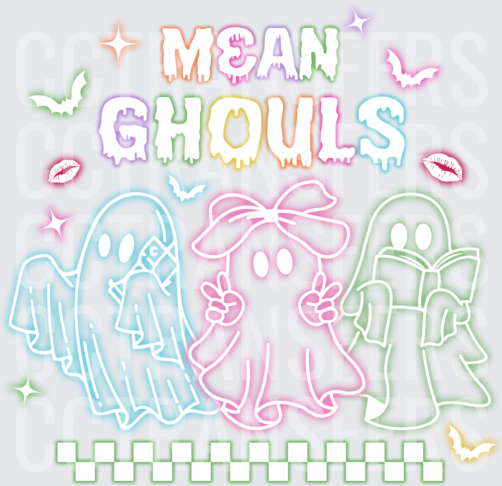 Mean Ghouls Pastel Rainbow Ghost Trio Halloween (DTF)