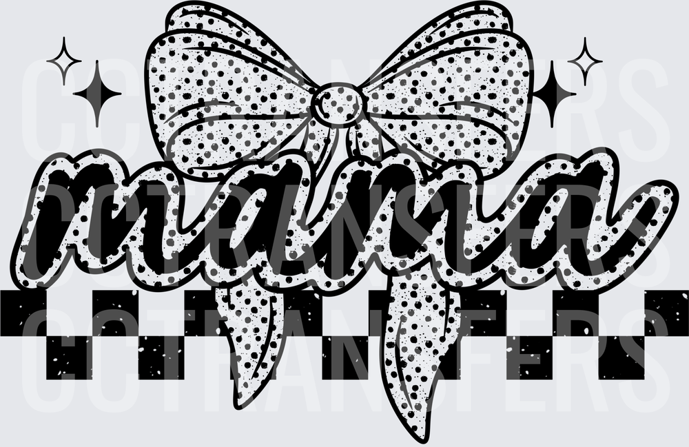 Mama Script Coquette Bow Checkered Retro (DTF)
