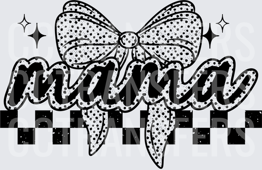 Mama Script Coquette Bow Checkered Retro (DTF)