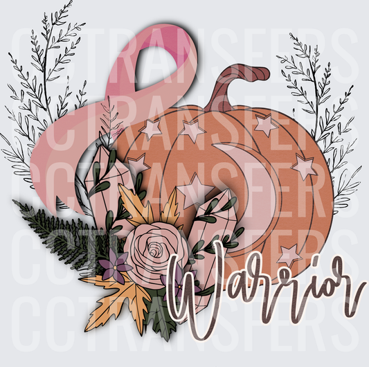 Warrior Breast Cancer Ribbon Fall Pumpkin Floral (DTF)
