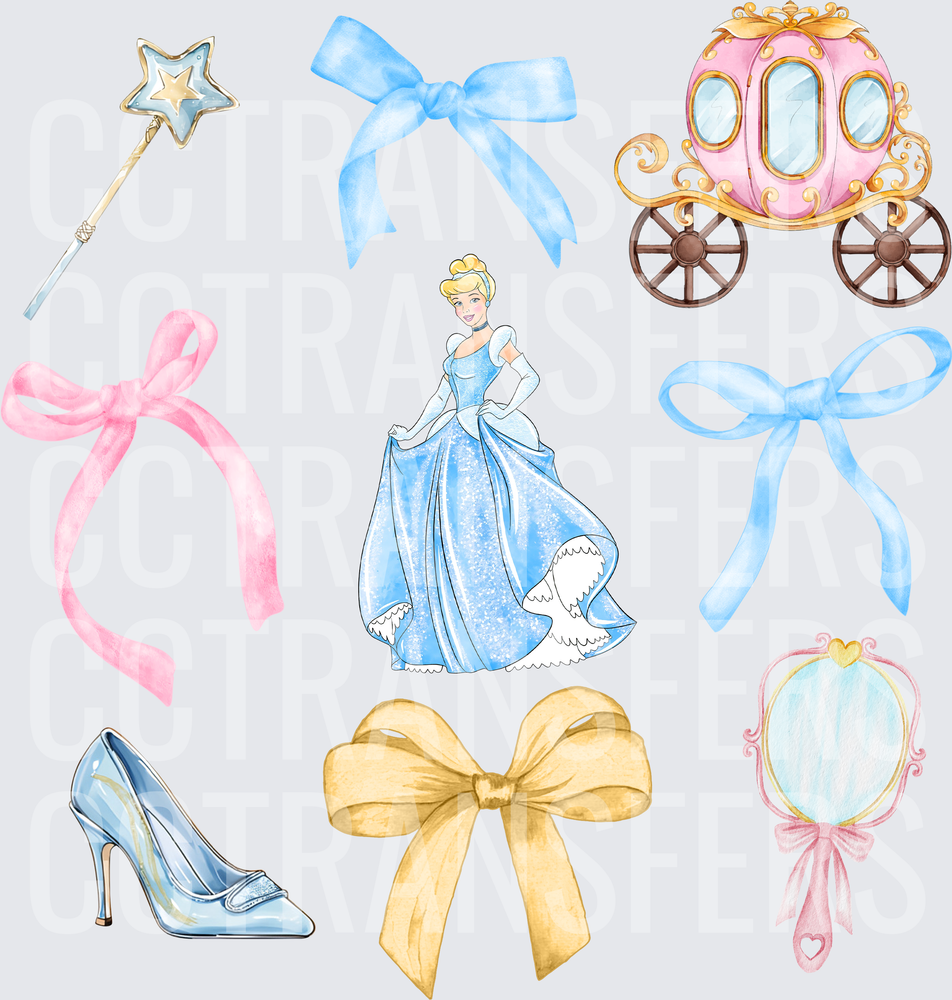 Fairy Tale Princess Elements Magic Wand Carriage Glass Slipper (DTF)