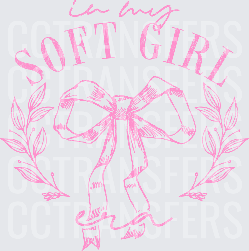 In My Soft Girl Era Pink Bow Laurel Wreath (DTF)