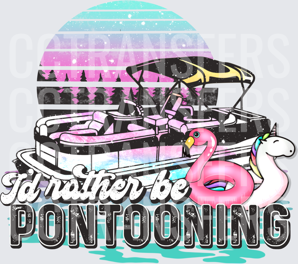 I'd Rather Be Pontooning Retro Sunset Pontoon Boat (DTF)