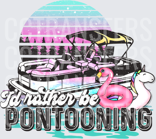 I'd Rather Be Pontooning Retro Sunset Pontoon Boat (DTF)