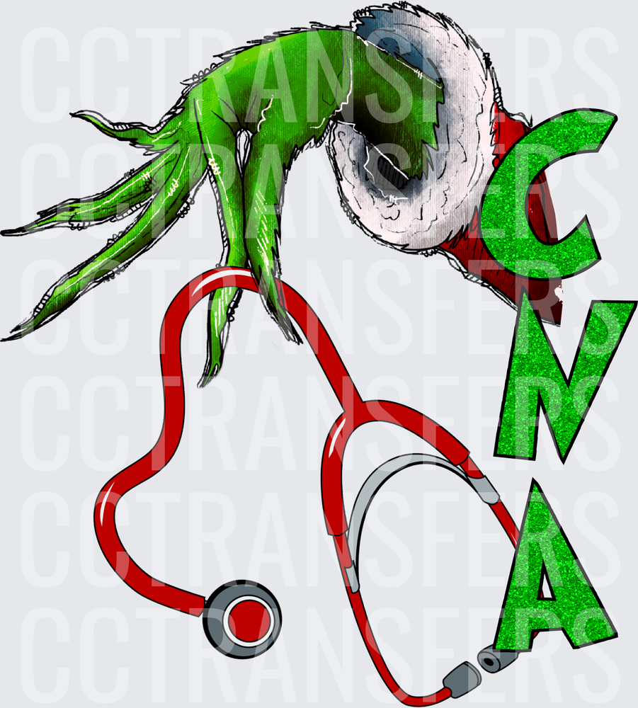 G-Man Hand Holding Red Stethoscope CNA Christmas (DTF)