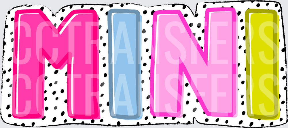 Colorful Bold MINI Letters Polka Dot Background (DTF)