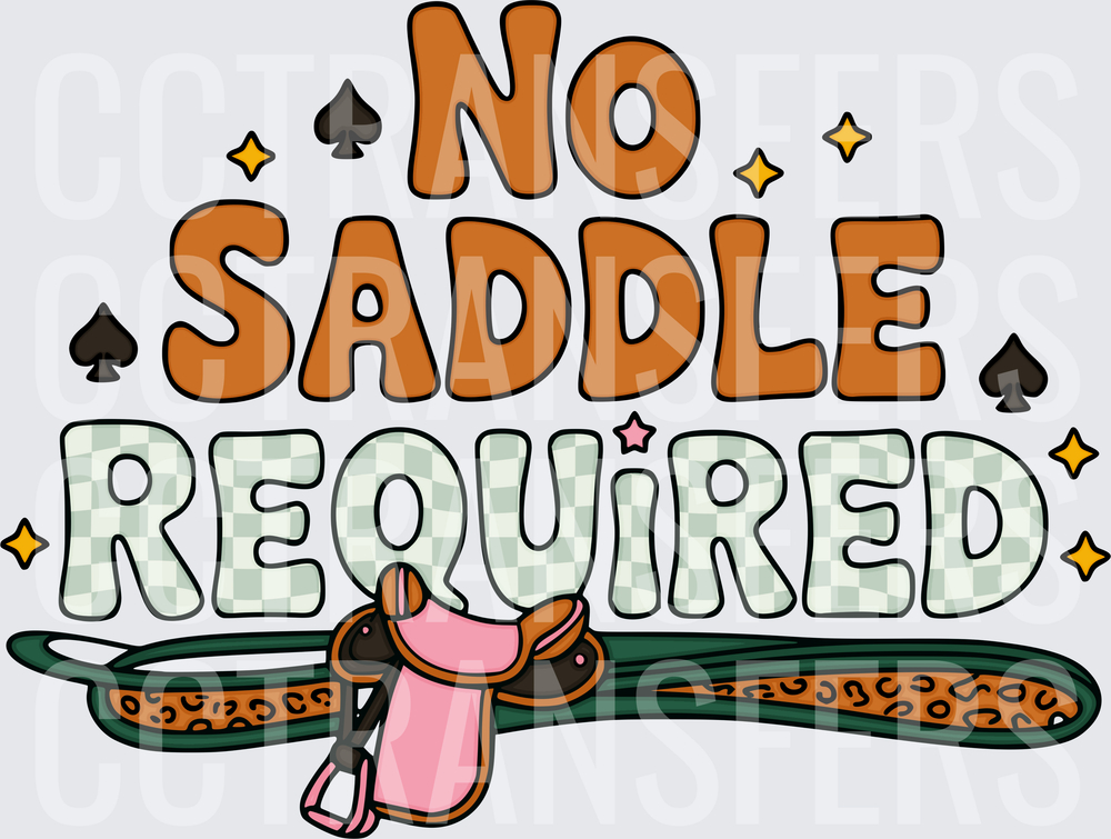 No Saddle Required Western Pink Saddle Leopard Print (DTF)