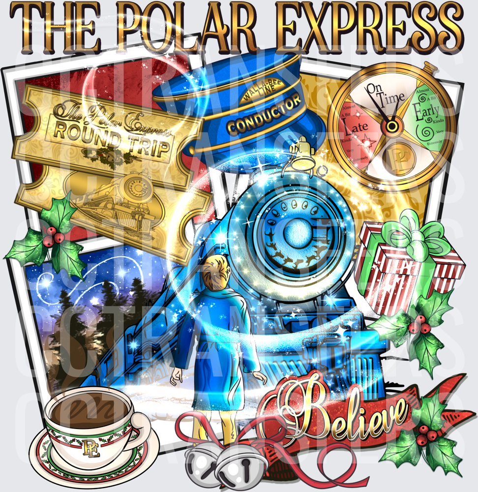 Polar Express Believe Conductor Holiday Train Collage (DTF)