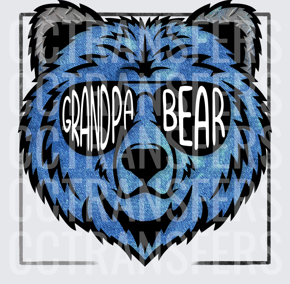 Grandpa Bear Cool Blue Galaxy Bear Face With Sunglasses (DTF)