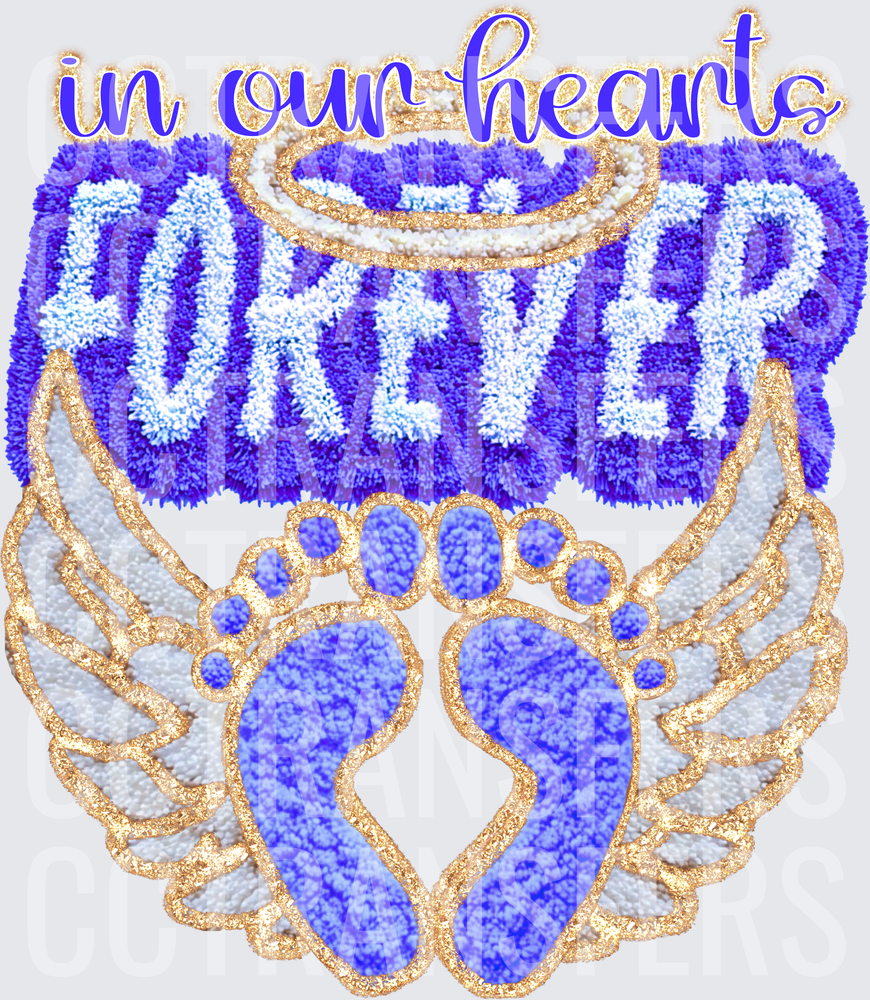 In Our Hearts Forever Angel Wings Baby Footprints (DTF)