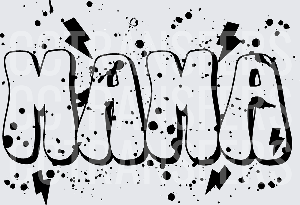 Mama Graffiti Bold Bubble Letters Lightning Splatter (DTF)