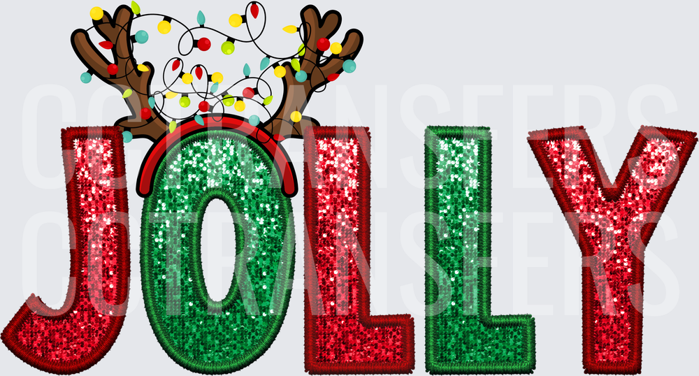 Jolly Glitter Reindeer Antlers Christmas Lights (DTF)