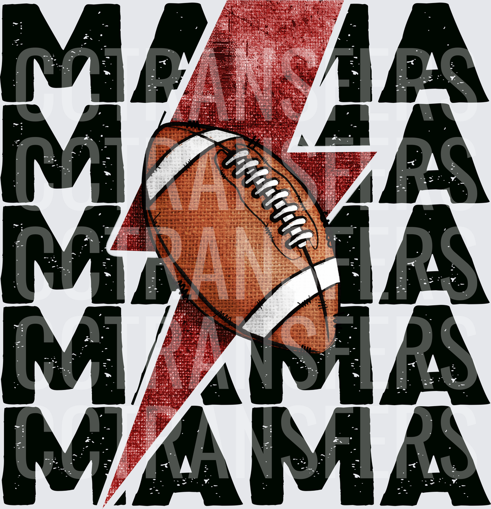 Stacked Mama Football Lightning Bolt Distressed (DTF)