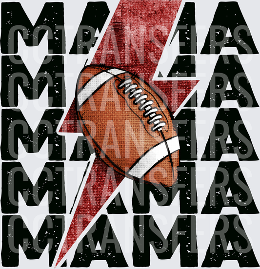 Stacked Mama Football Lightning Bolt Distressed (DTF)