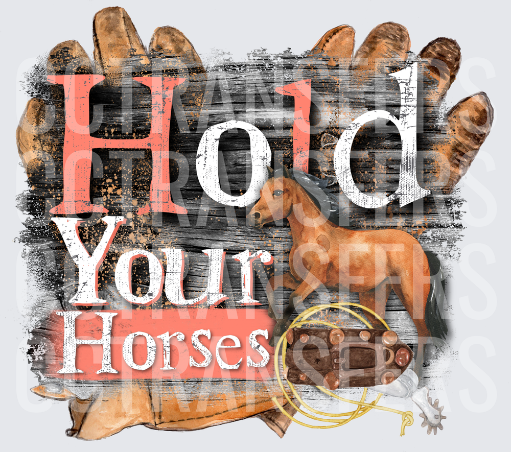 Hold Your Horses Western Rustic Wood Lasso Spur (DTF)