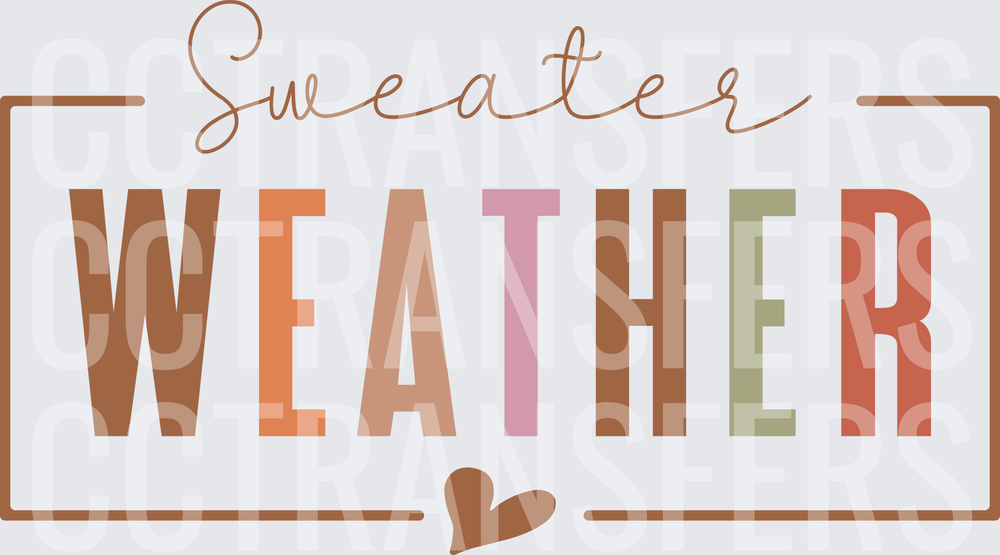 Sweater Weather Colorful Fall Typography Heart (DTF)