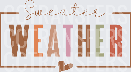 Sweater Weather Colorful Fall Typography Heart (DTF)