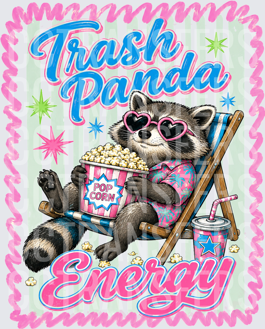 Trash Panda Energy Raccoon With Popcorn Beach Chair (DTF)