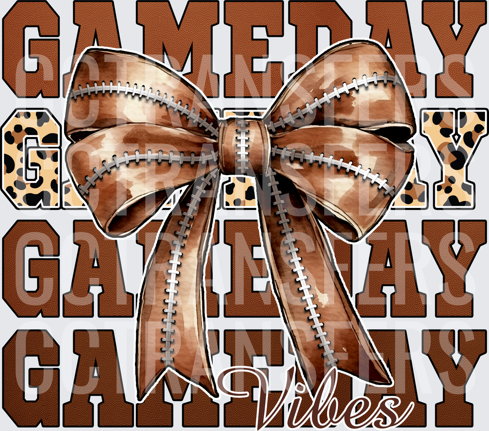 Gameday Vibes Stacked Letters Football Bow (DTF)